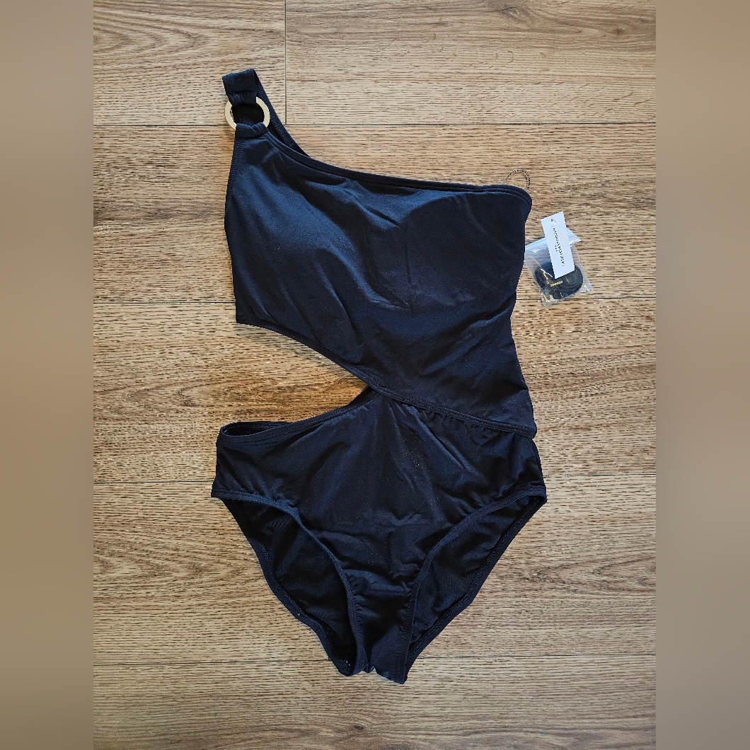 Banana Republic Black OneShoulder Swim One Piece